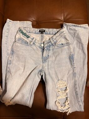 PLAYBOY Light Wash Distressed Boyfriend Jeans